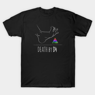 Death by D4 - rainbow & white - LGBTQ+ ttrpg dice T-Shirt